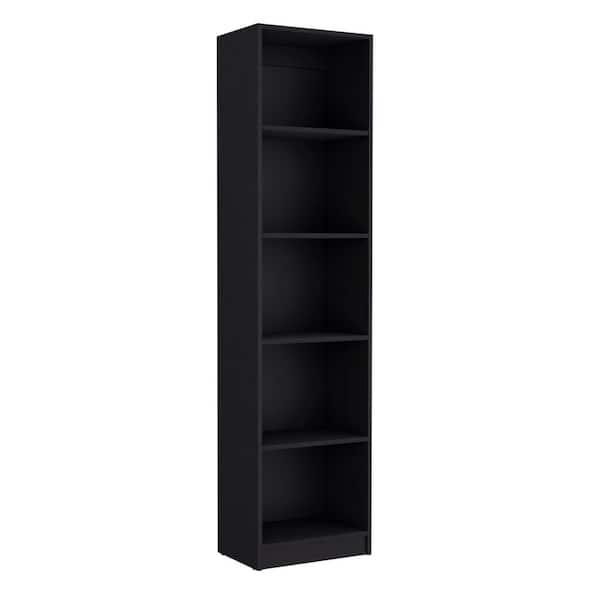 23.75 in. W x 12.00 in. D x 49.25 in. H Black Particle Board Freestanding Linen Cabinet with 5 Shelves in Black