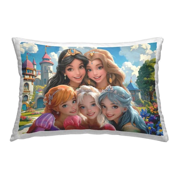 Princess Selfie by Castle Multi-Color Print Polyester 14 in. x 20 in. Throw Pillow