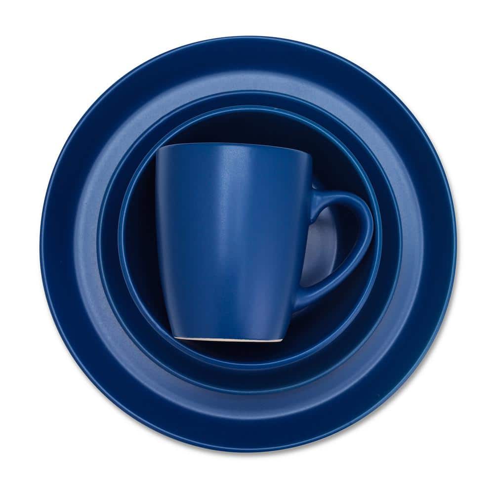 Blue Ceramic 32-Piece Round Dinnerware Set for 8