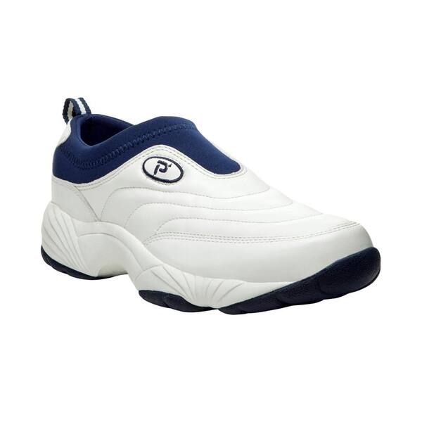 Propet Men's Wash N Wear Slip Resistant Slip-On Shoes - Soft Toe - White/Navy Size 7(M)