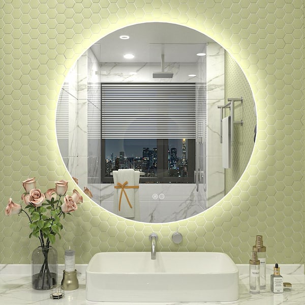 20 in. W x 20 in. H Round Frameless Super Bright LED Backlited Anti-Fog Wall Bathroom Vanity Mirror