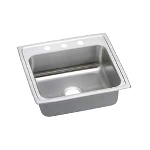 Celebrity 22in. Drop-in 1 Bowl 20 Gauge Brilliant Satin Stainless Steel Sink Only and No Accessories
