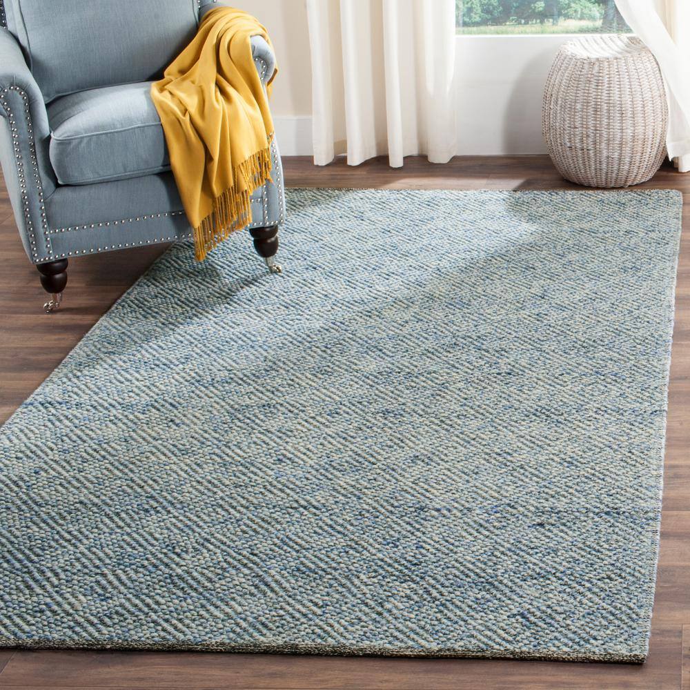 Blue Hand-Tufted Wool 8' x 10' Rectangular Area Rug