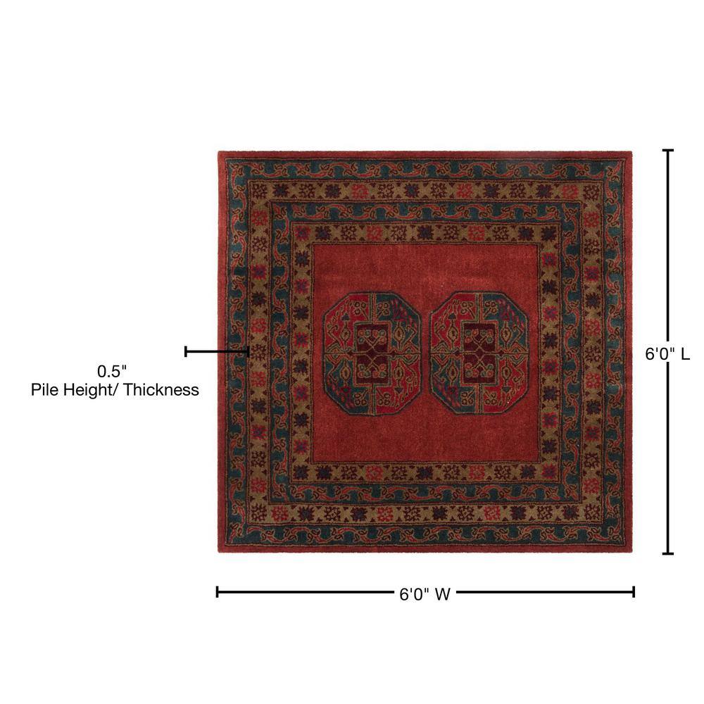 Heritage HG919 Hand Tufted Area Rug - Red - 6'x6' - Safavieh.