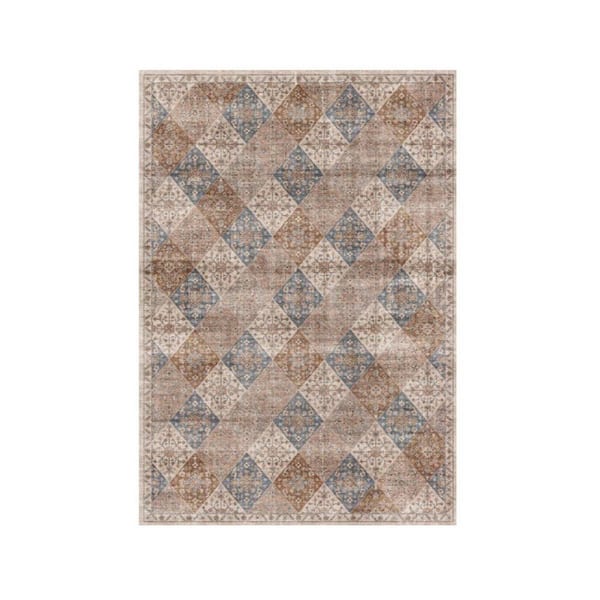 Brown and Blue 5 ft. x 8 ft. Floral Area Rug