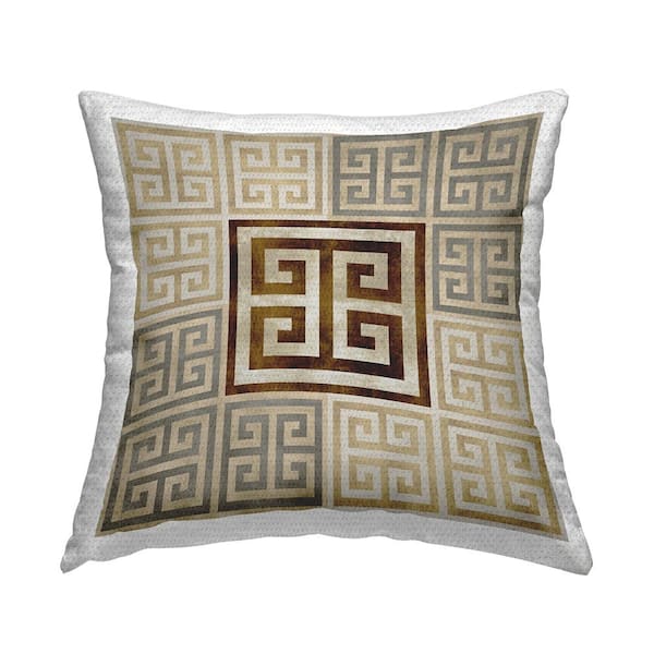 Stupell Industries Chic Greek Key Pattern Tan Square Outdoor Throw Pillow