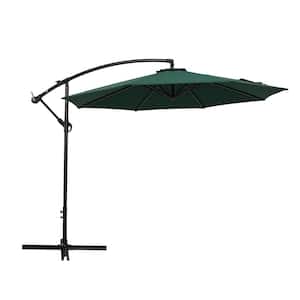 10 ft. Outdoor Cantilever Patio Umbrella in Dark Green for Garden, Deck, Backyard and Pool