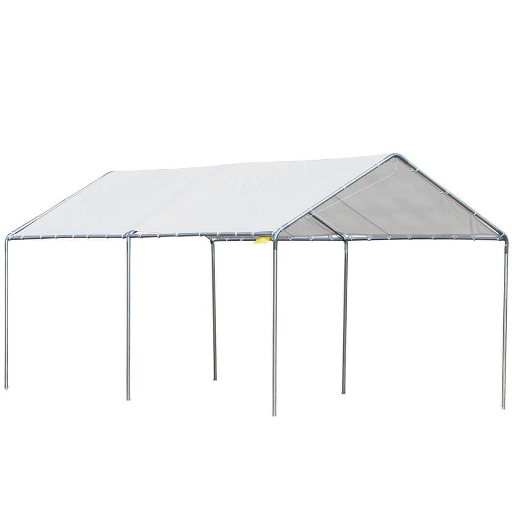 10 ft. x 20 ft. White Heavy Duty Galvanized Steel Carport Canopy with Anchor Kit durable construction price history on PriceWatchPro