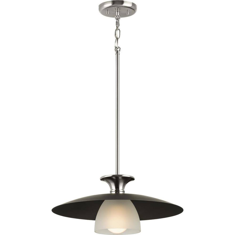 Trimble Brushed Nickel and Glass Dome Pendant Light
