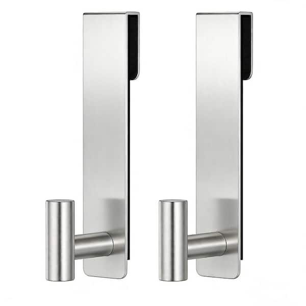 T Shape Over Glass Shower Door Hanger in Silver Finish for Towels and Robes, Rustproof Bathroom Towel Rack, 2-Pack
