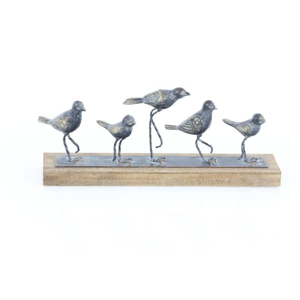 Litton Lane 4 in. x 7 in. Gray Metal Bird Sculpture