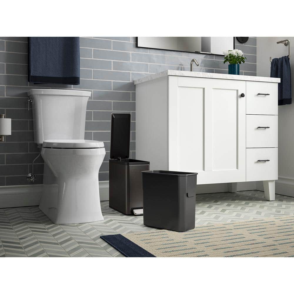 2.5-Gallon Black Stainless Steel Bathroom Pedal Trash Can
