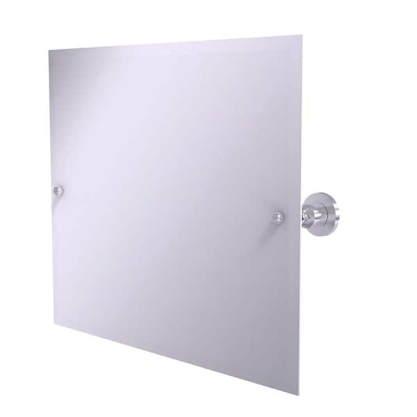 Allied Brass 26 in. x 21 in. Astor Place Frameless Landscape Rectangular Tilt Mirror with Beveled Edge in Satin Chrome