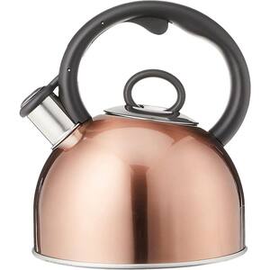 8-Cup Stainless Steel Boiling Whistle Stovetop Classic Kettle in Metallic Copper Make 2-Quarts of Boiling Water