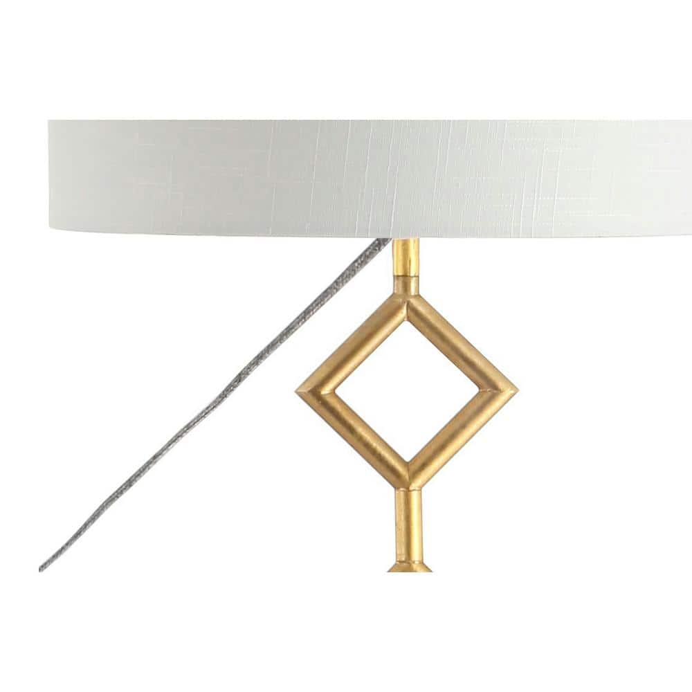 61.5" Gold Metal Floor Lamp with White Linen Shade
