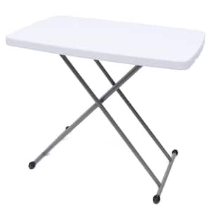 30.3 in. White Plastic Adjustable Height Liftable Folding Table