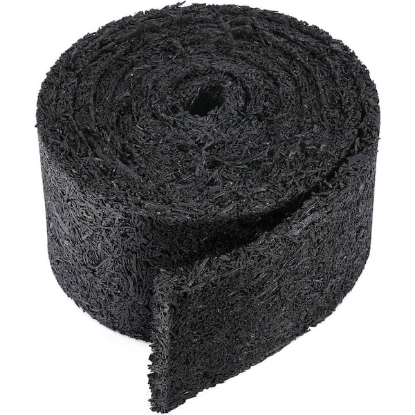 140 in. x 5.5 in. Recycled Rubber Mulch Roll for Landscaping Permanent Garden Barrier Mat Black (-Pack)