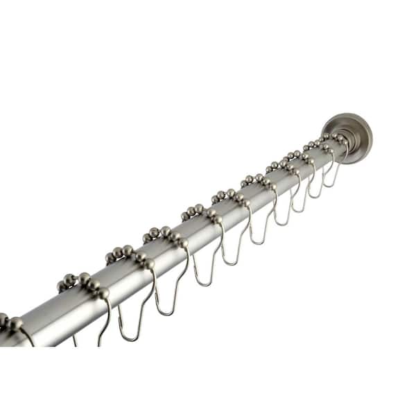 Kingston Brass Contemporary 60 in. to 72 in. Tension Shower Rod with Hooks in Satin Nickel