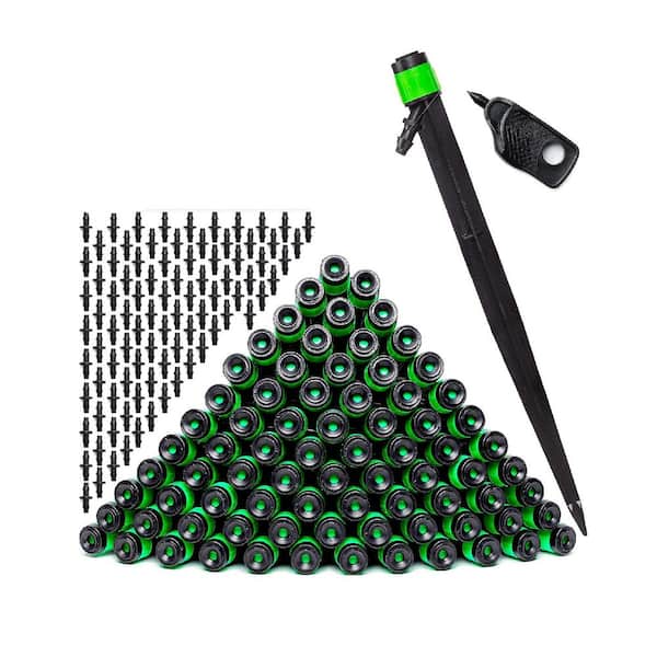 Unbranded 1/4 in. Drip Irrigation Parts for Irrigation Kit with 360-Degree Adjustable Fan Sprayer for Raised Garden Bed in Black