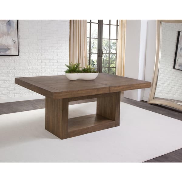Steve Silver Garland Caramel Brown Wood 70 in. Trestle Dining Table with 18-Leaf (Seats 8)