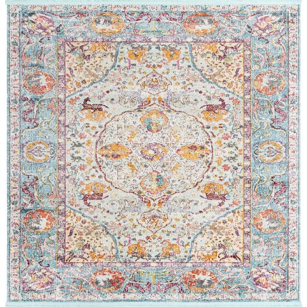 Unique Loom Baracoa Rumba Light Blue 8' 2 x 8' 2 Area Rug