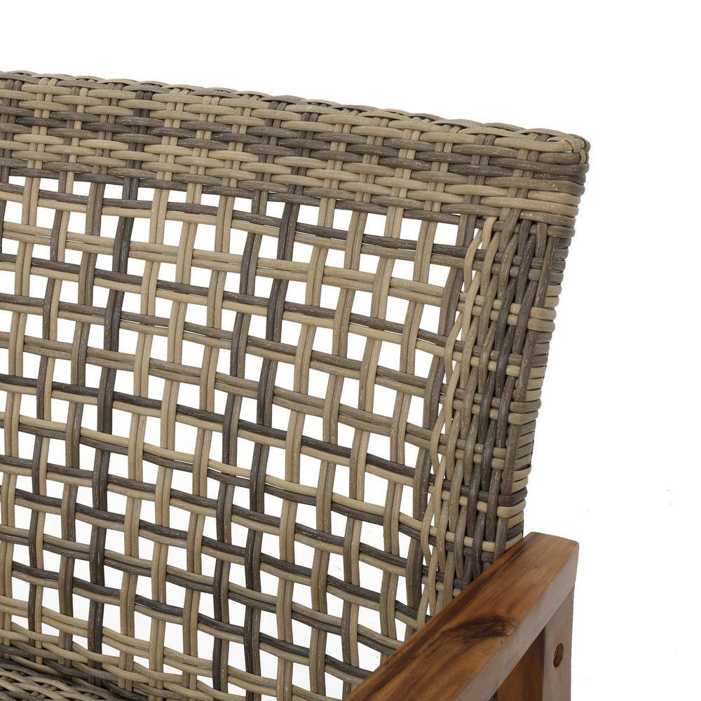 Natural Acacia Wood and Gray Wicker Handwoven Loveseat