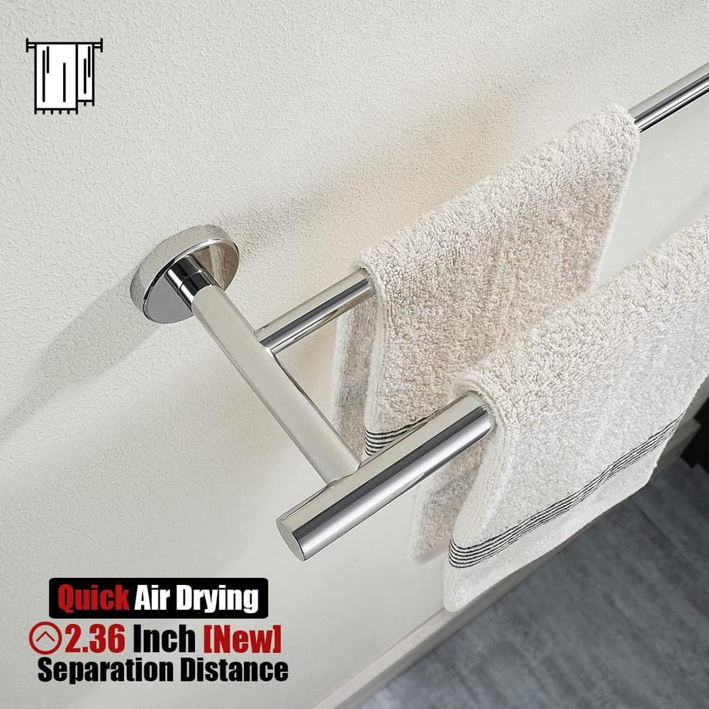 Polished Chrome 27-Inch Wall Mounted Double Towel Rack