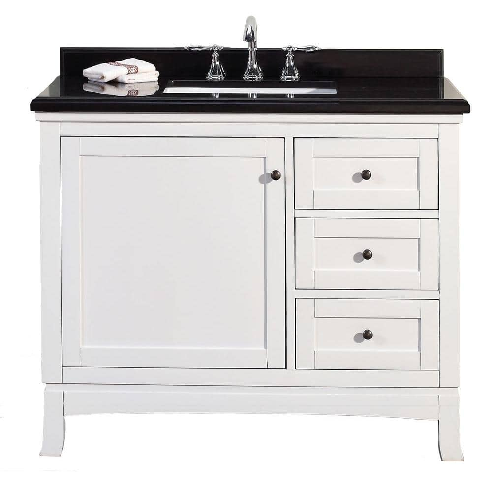 Ove Decors Sophia 42 In W X 21 In D Vanity In White With Granite Vanity Top In Black With White Basin Sophia 42 The Home Depot