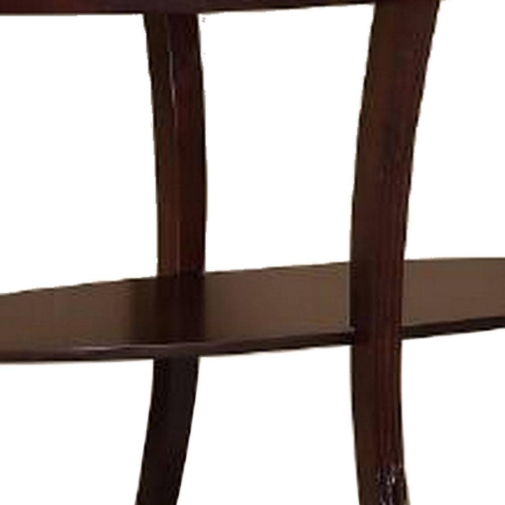 Lyn 51" Brown Wood Console Table with Glass Top and Storage Shelf