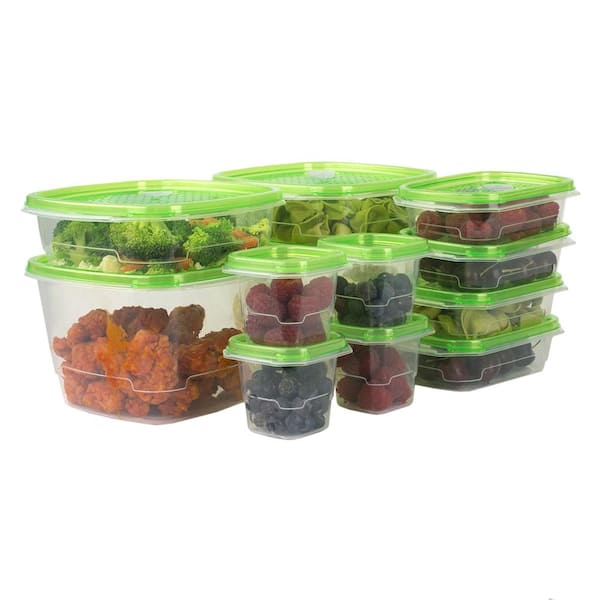 Home Basics 12-Piece Plastic Food Storage Container Set with Vented