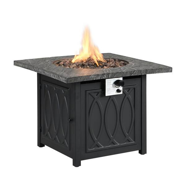 Tatayosi 32 in Black Square Metal Outdoor Fire Pit Table with Steel Lid, Table Top in Gray PJ-H-EHHL-002-GY-T - The Home Depot