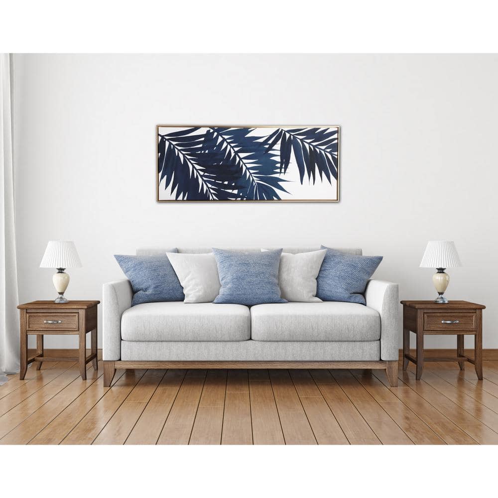 Blue Palms 19x45 Inch Canvas Wall Art with Gold Frame