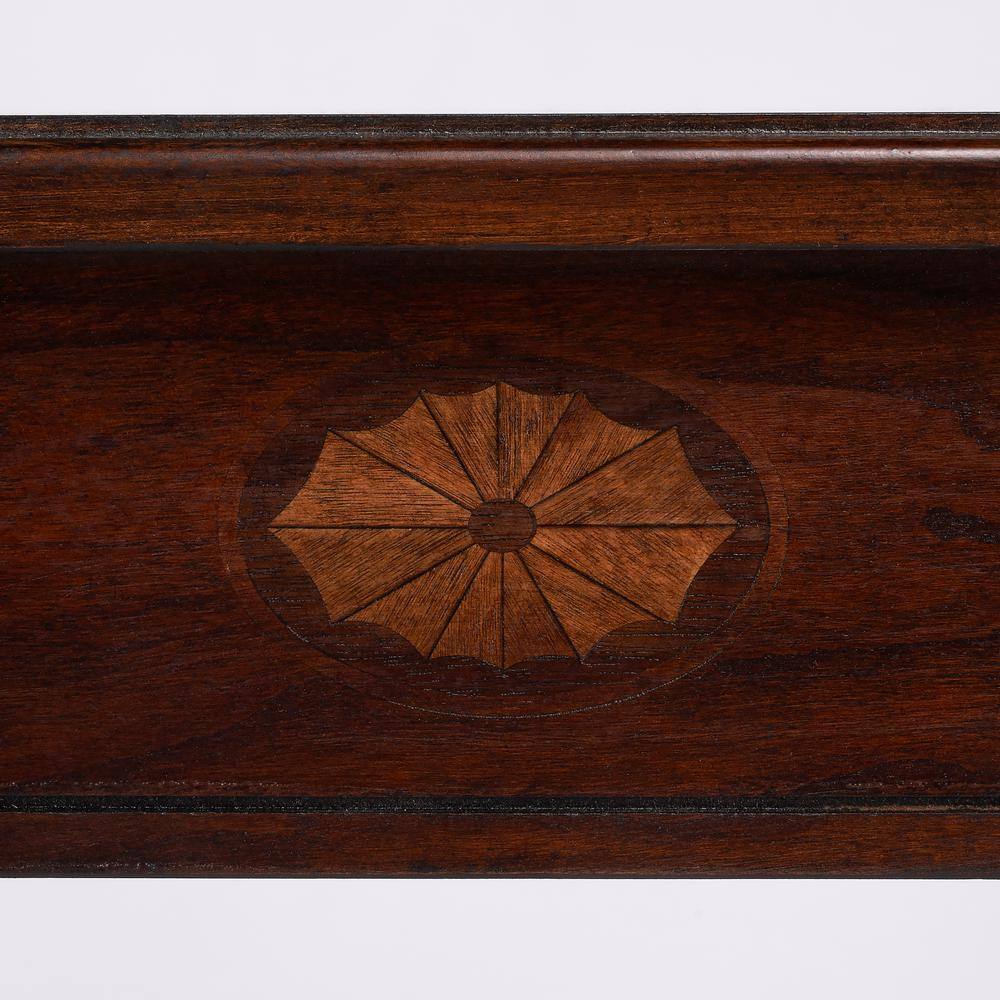 Cherry Wood Demilune Console Table with Storage