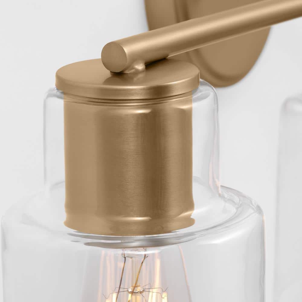 Satin Brass 3-Light Vanity with Clear Glass Shades