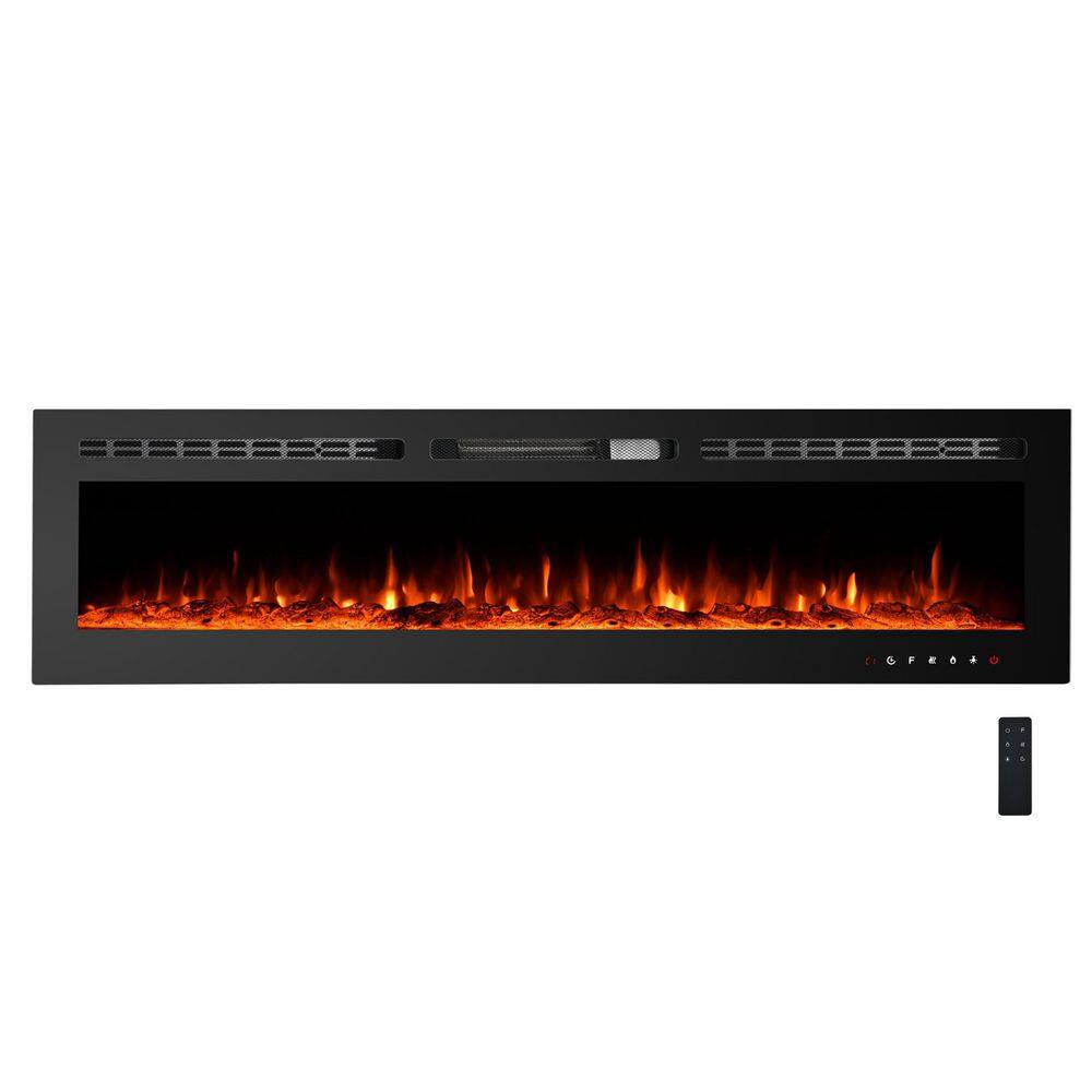 72 in. Recessed/Wall Mount Ventless Electric Fireplace Insert in Black with Remote Control and Timer price history on PriceWatchPro