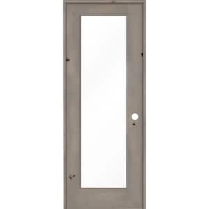 32 in. x 96 in. Rustic Knotty Alder Left-Hand Full-Lite Clear Glass Grey Stain Solid Wood Single Prehung Interior Door