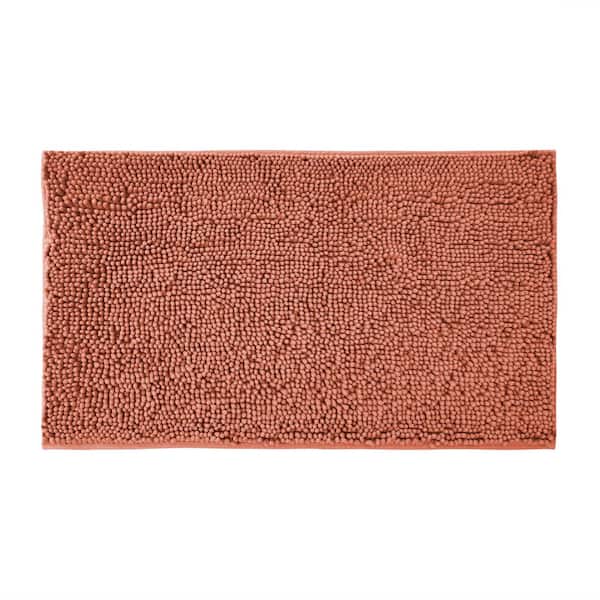 Resort Collection Plush Shag Chenille Coral 27 in. x 45 in. Bath Rug