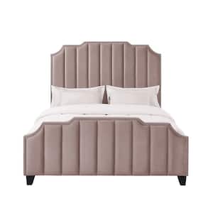 Aizen Pink Bed Frame Material Wood Queen Size Platform Bed With Upholstered Velvet Features