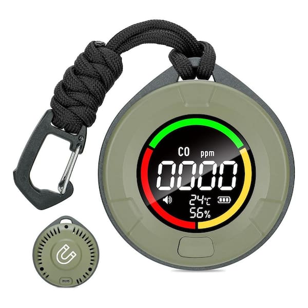 Portable 3-in-1 Carbon Monoxide Monitor with Magnetic Suction and Temp/Humidity Sensor Rechargeable CO Detector Alarm