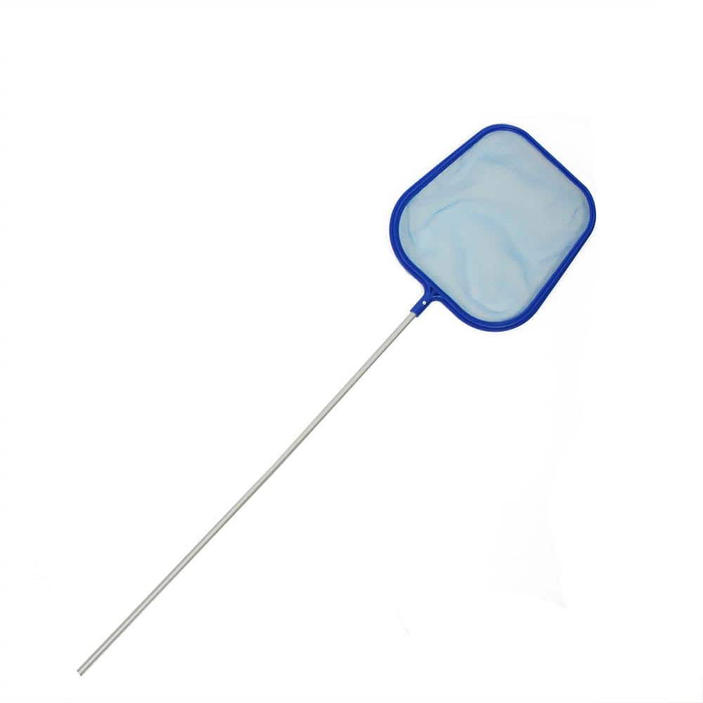 Pool Central 61.5 in. Silver and Blue Mini Swimming Pool Leaf Skimmer Head  with Fixed Length Pole 32037337 - The Home Depot
