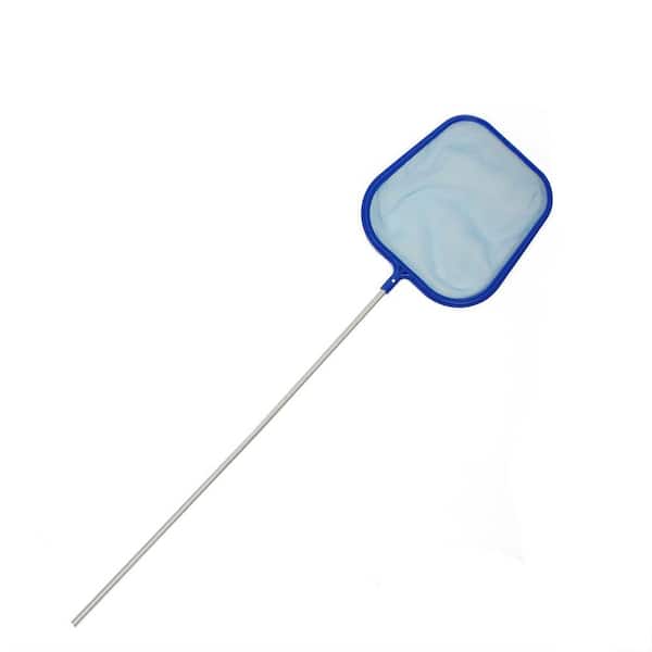 Pool Central 61.5 in. Silver and Blue Mini Swimming Pool Leaf Skimmer Head with Fixed Length Pole