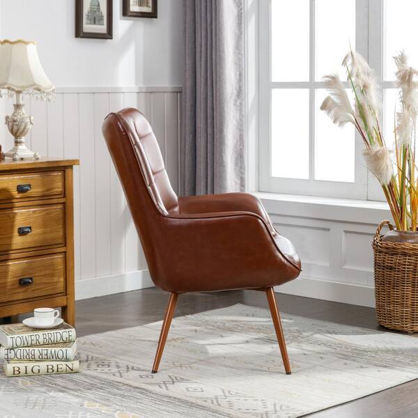 Uixe Vintage Reddish Brown PU leather upholstered armchair Uixe Vintage Reddish Brown PU leather upholstered armchair