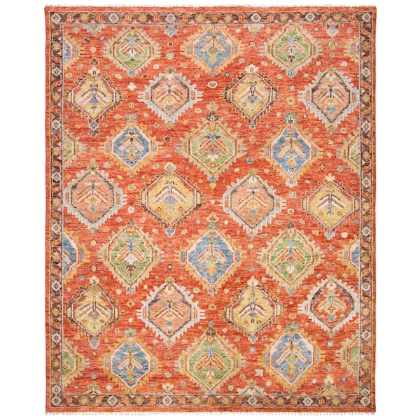 Samarkand 9 ft. x 12 ft. Rust/Brown Ornate Border Area Rug