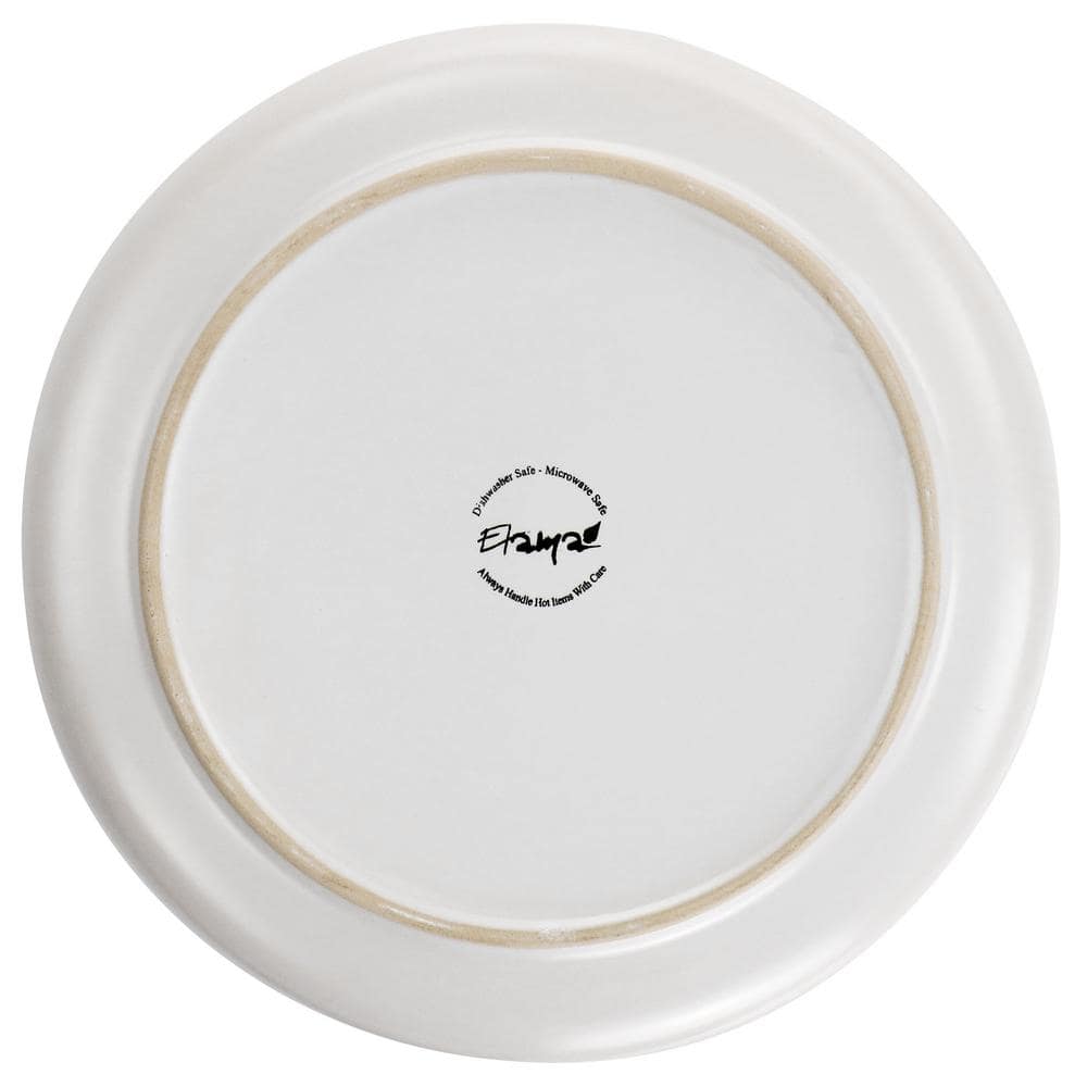 Matte White Ceramic Dinner Plates with Gold Rim, Set of 6