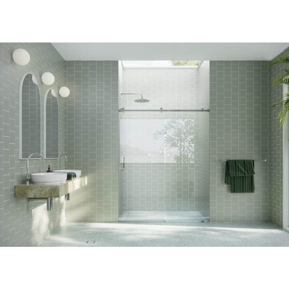 Astro 52 - 56 in. x 78 in. Fully Frameless Glass Sliding Shower Door