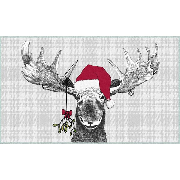 Mohawk Home Holiday Moose Gray 2 ft. x 3 ft. 4 in. Machine Washable Holiday Area Rug