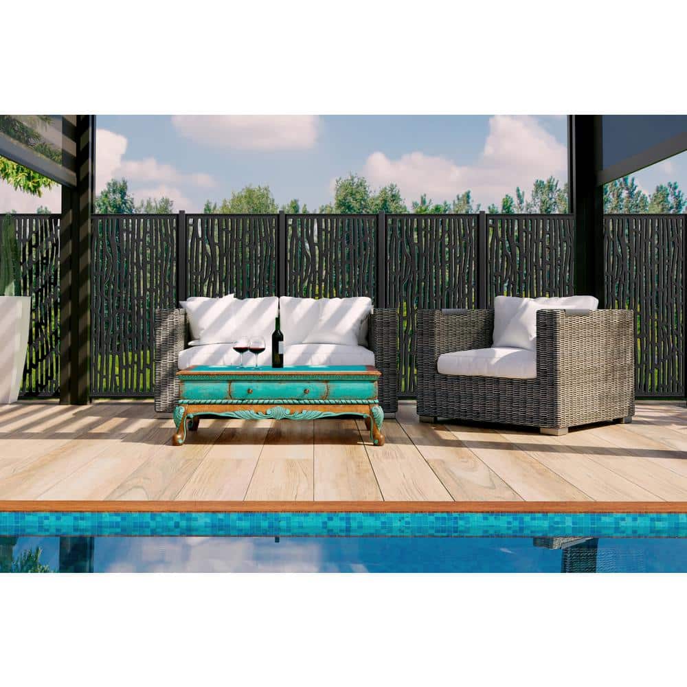 Charcoal Black Recycled Polymer Decorative Privacy Panel, 3 ft x 6 ft