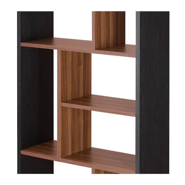 Acme Furniture 71 in. Black/Walnut Faux Wood 10-shelf Etagere