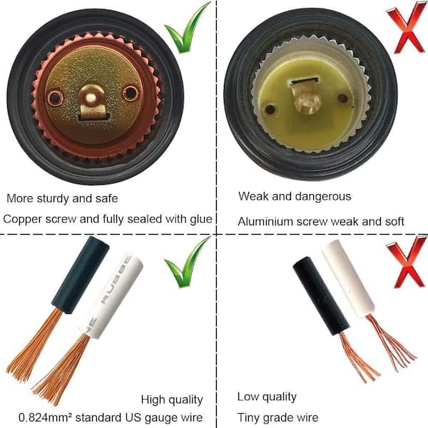 6-Pack Waterproof Pigtail Lamp Socket – E26/E27, Fully Sealed, 250V 660W, Copper & Bakelite, Rainproof For DIY & Construction