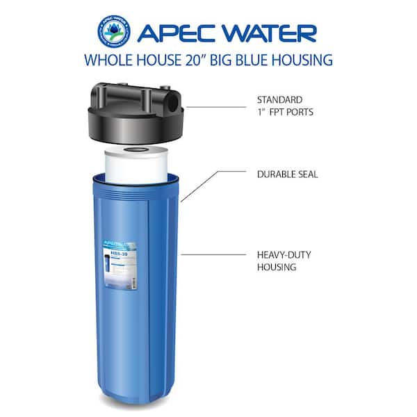 BIG BLUE 20" WATER FILTER SYSTEM 1" TRIPLE WHOLE HOUSE/COMMERCIAL 